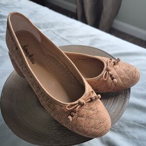 Neiman Marcus Cork Quilted Flats with Bow
